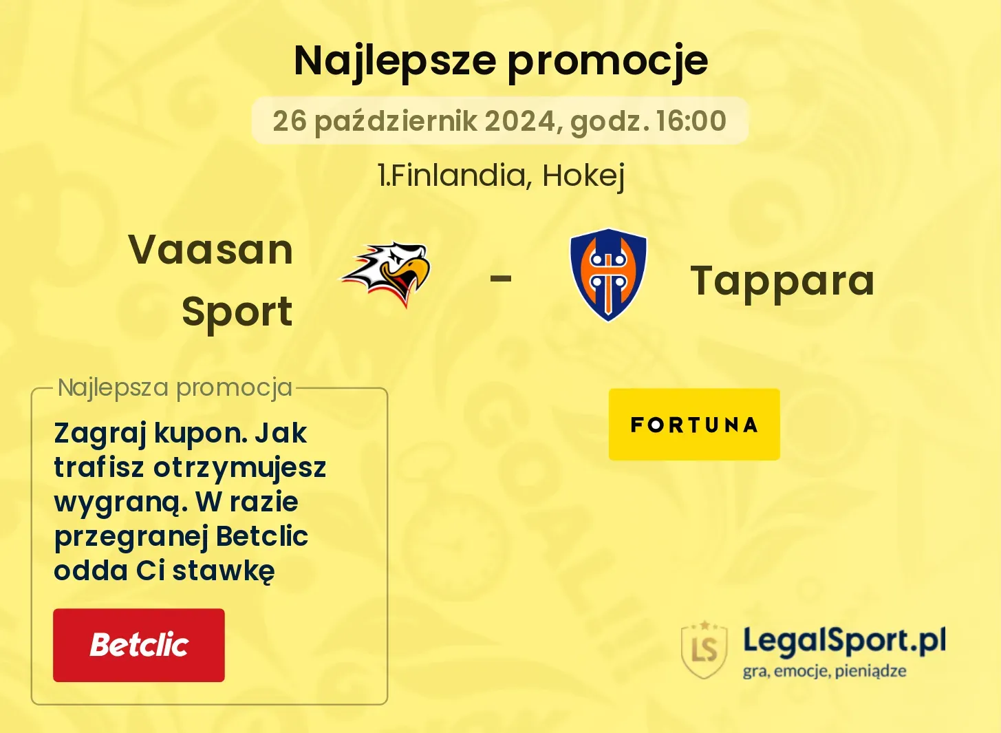 Vaasan Sport - Tappara promocje bonusy na mecz