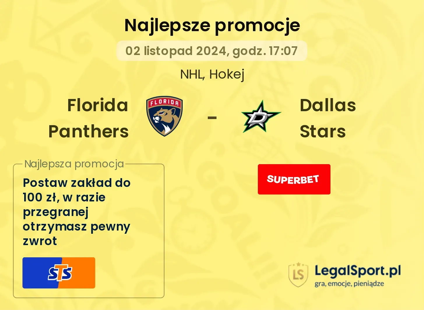 Florida Panthers - Dallas Stars promocje bonusy na mecz