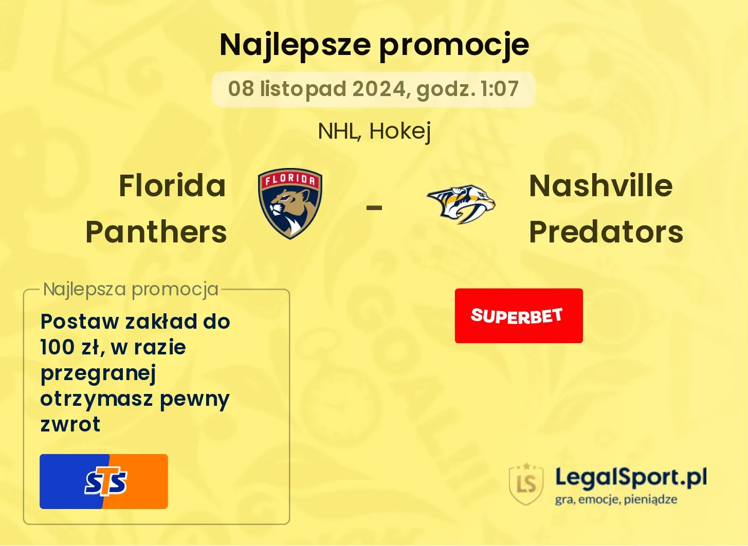 Florida Panthers - Nashville Predators promocje bonusy na mecz