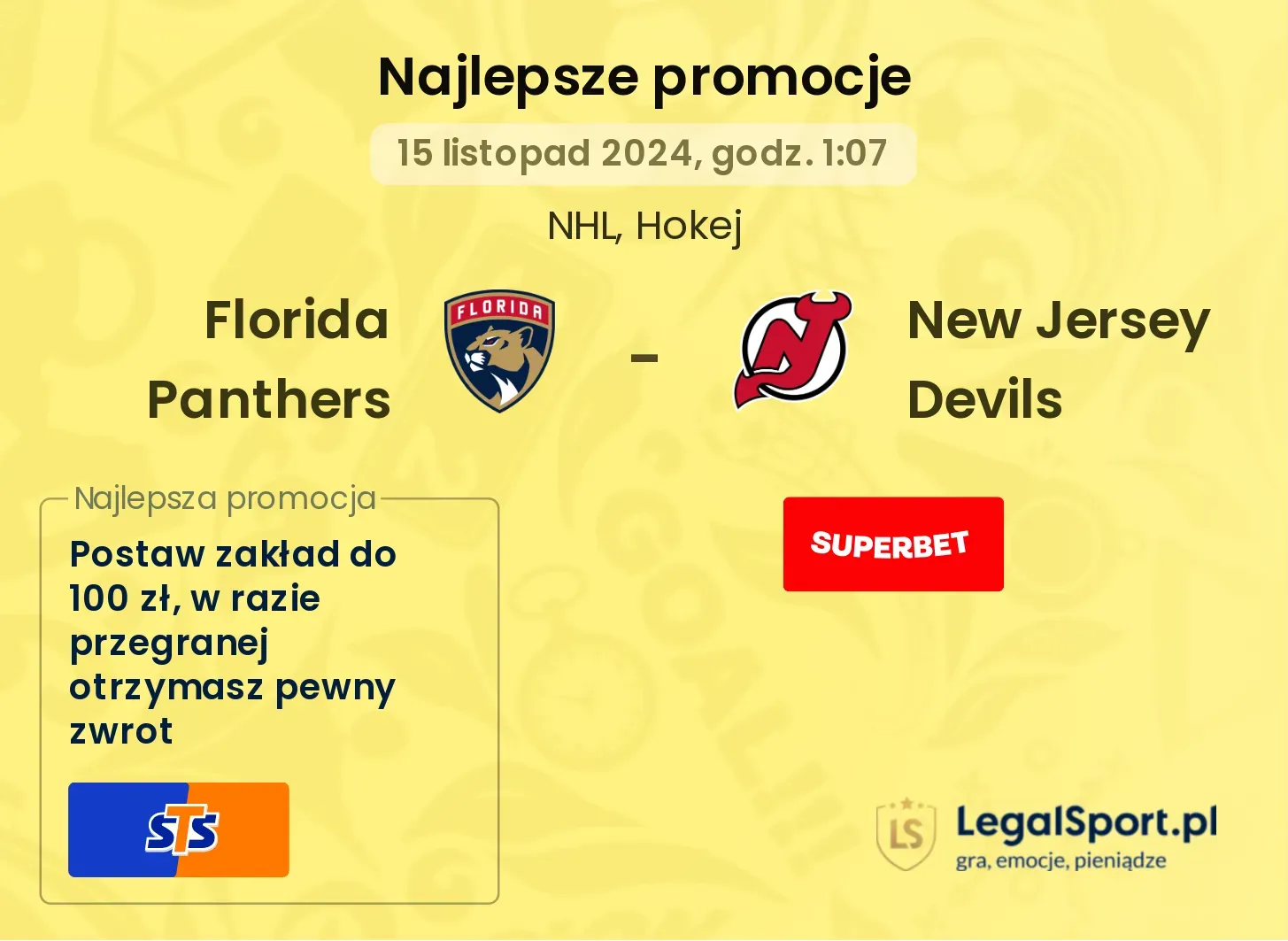 Florida Panthers - New Jersey Devils promocje bonusy na mecz