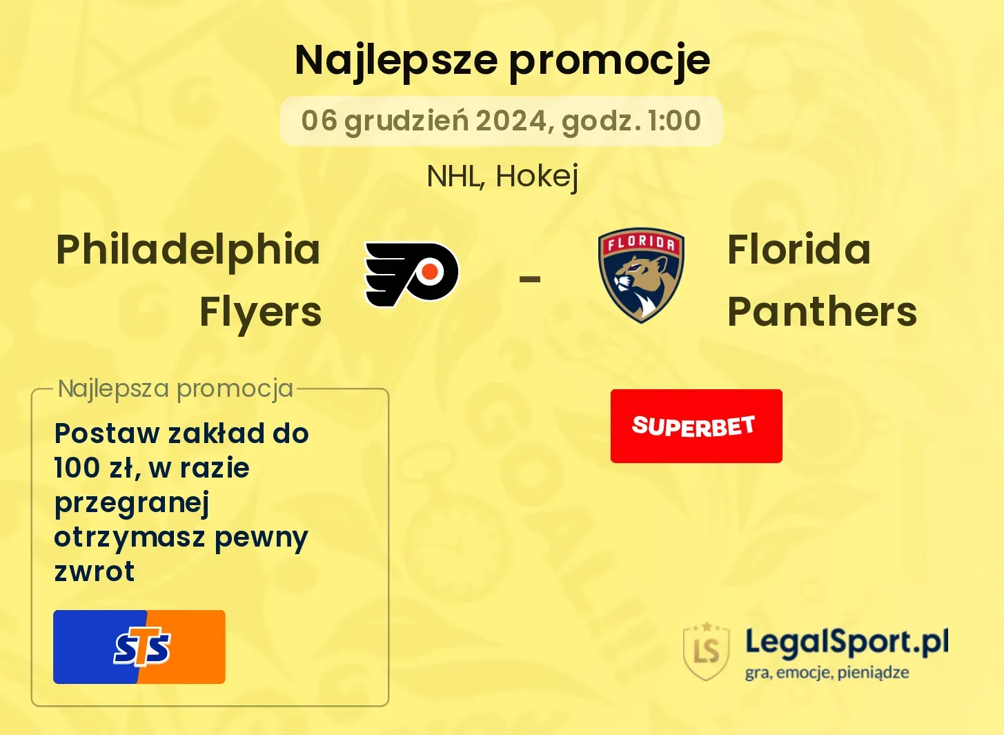 Florida Panthers - Philadelphia Flyers promocje bonusy na mecz