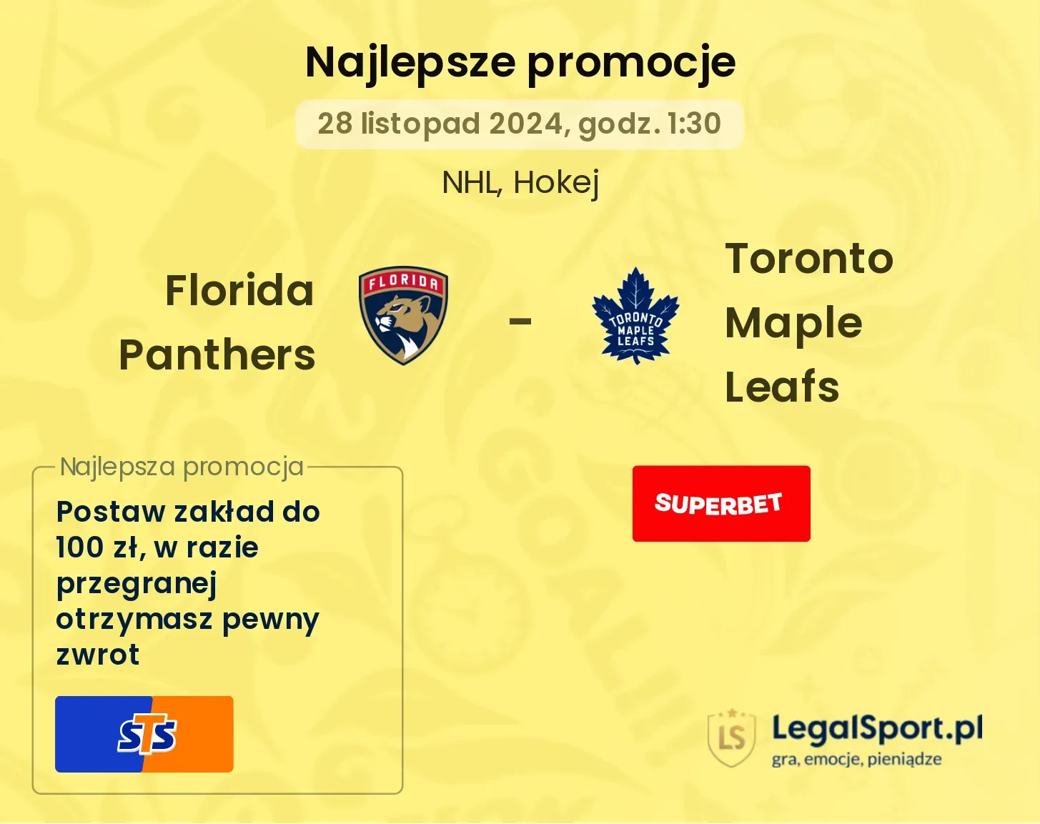 Florida Panthers - Toronto Maple Leafs promocje bonusy na mecz