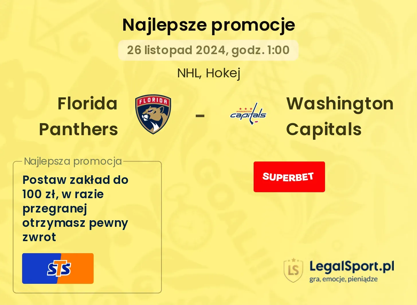 Florida Panthers - Washington Capitals promocje bonusy na mecz