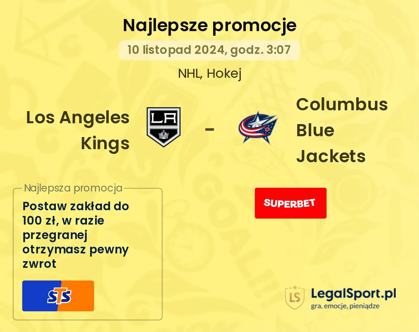 Los Angeles Kings - Columbus Blue Jackets promocje bonusy na mecz