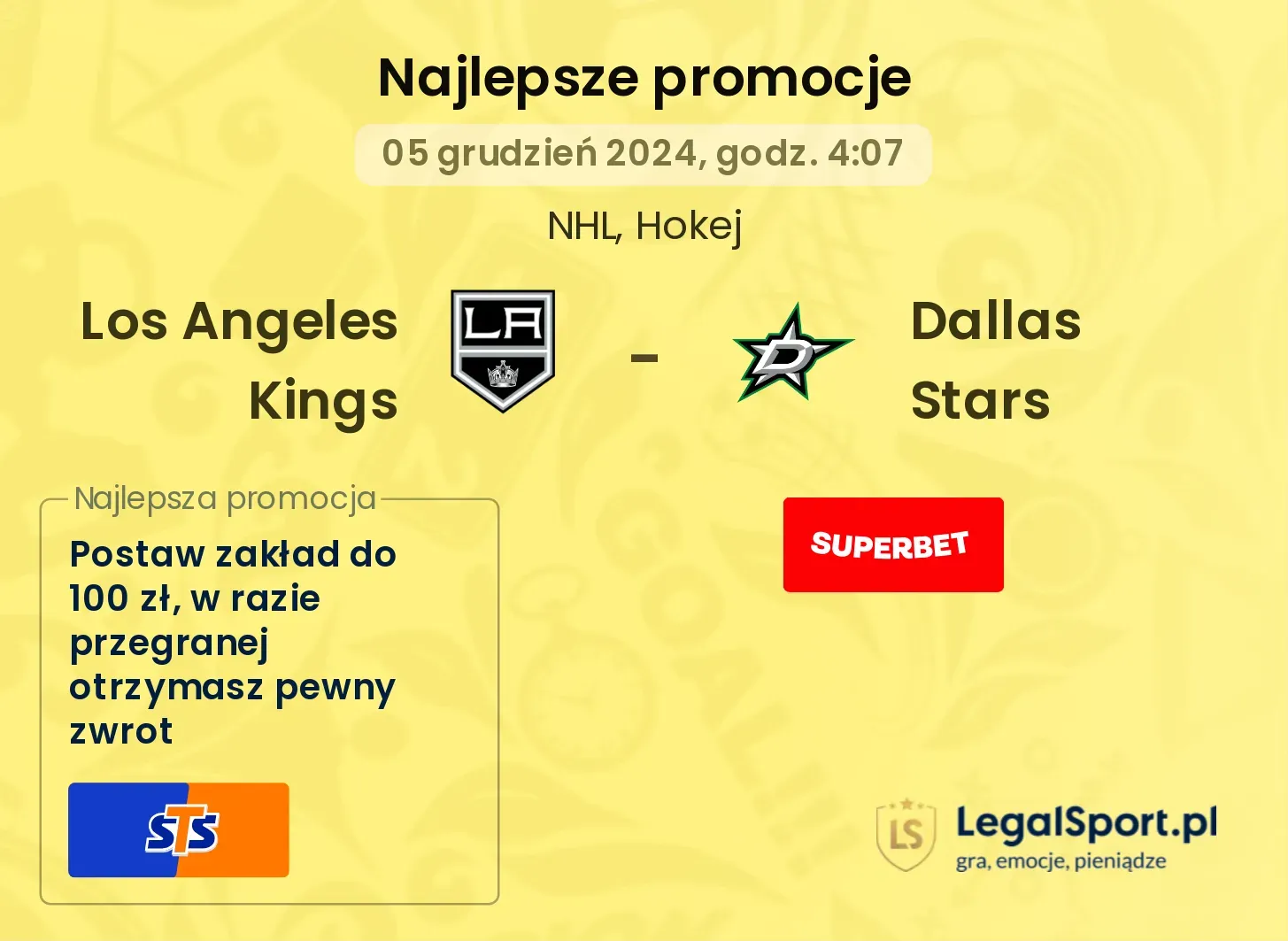 Los Angeles Kings - Dallas Stars promocje bonusy na mecz