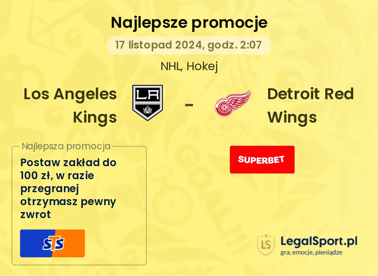 Los Angeles Kings - Detroit Red Wings promocje bonusy na mecz