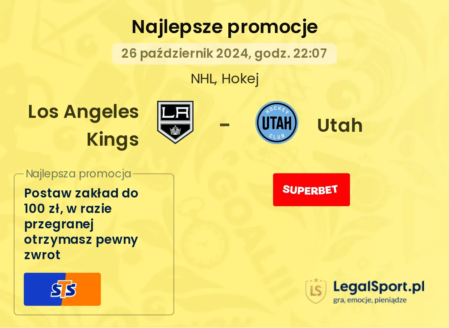 Los Angeles Kings - Utah promocje bonusy na mecz