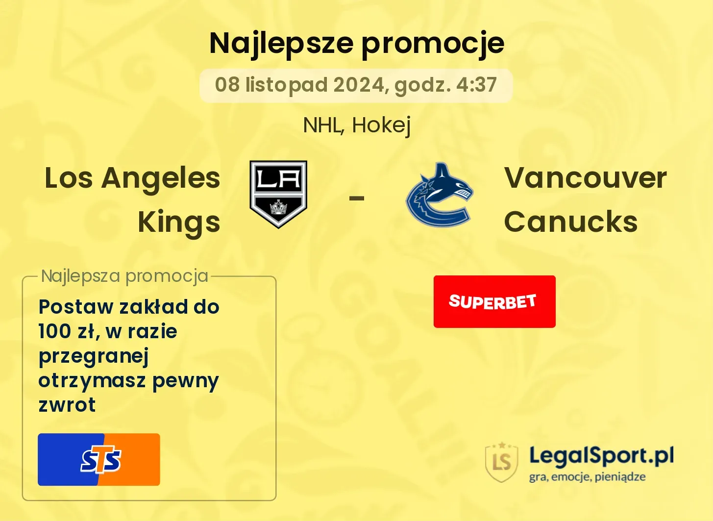 Los Angeles Kings - Vancouver Canucks promocje bonusy na mecz