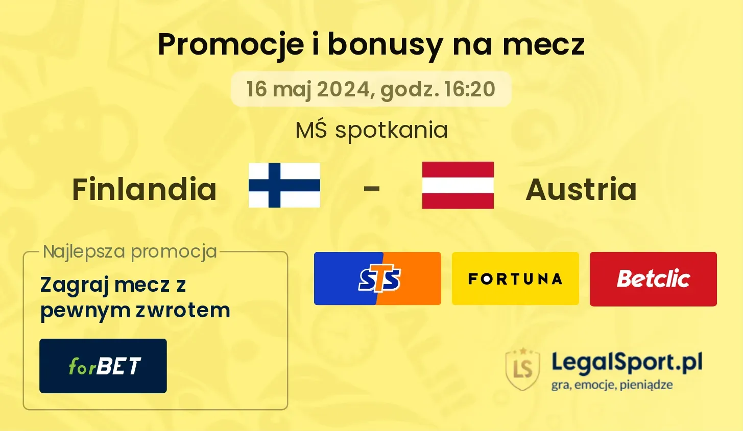 Finlandia - Austria promocje bonusy na mecz