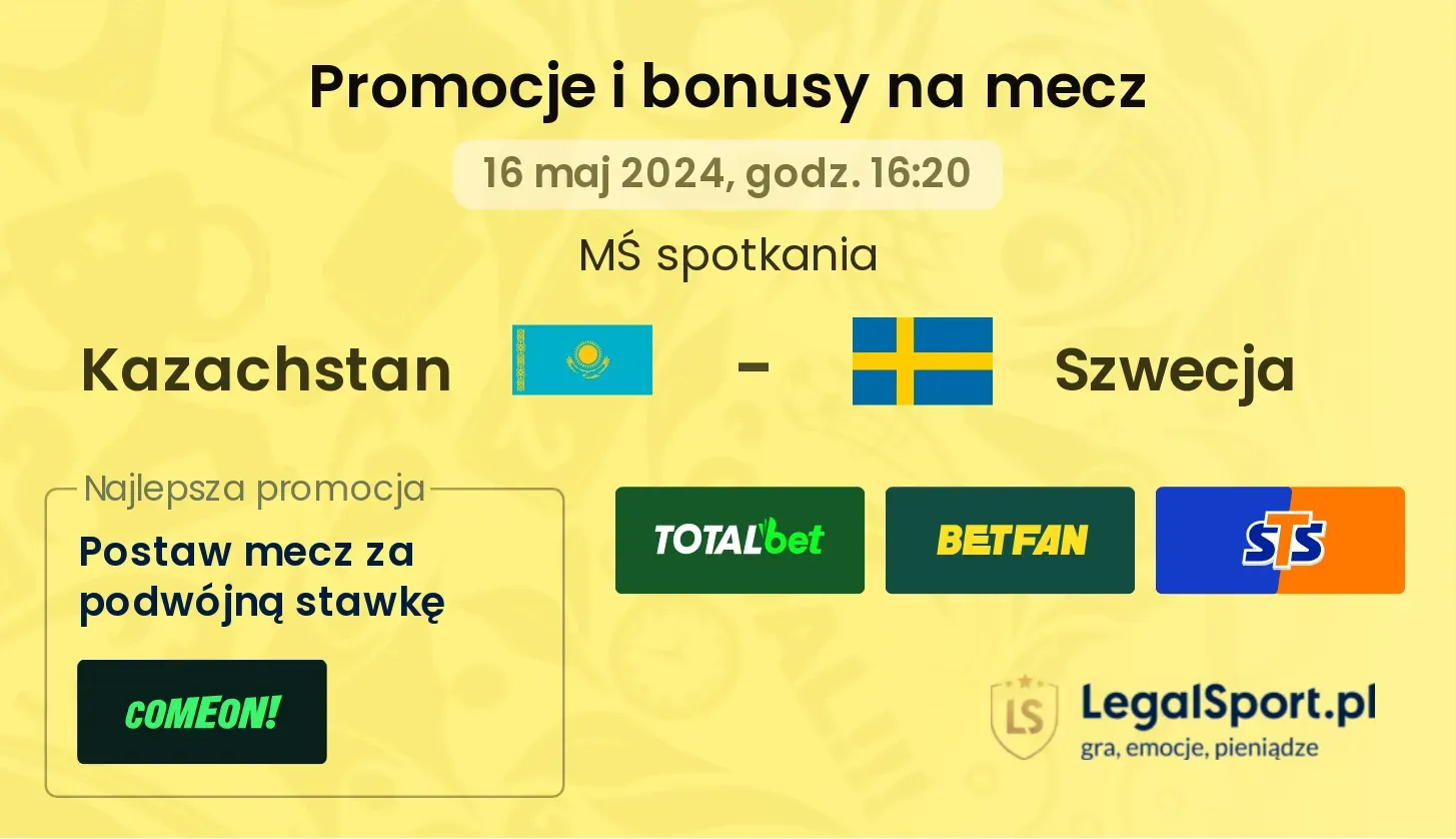 Kazachstan - Szwecja promocje bonusy na mecz