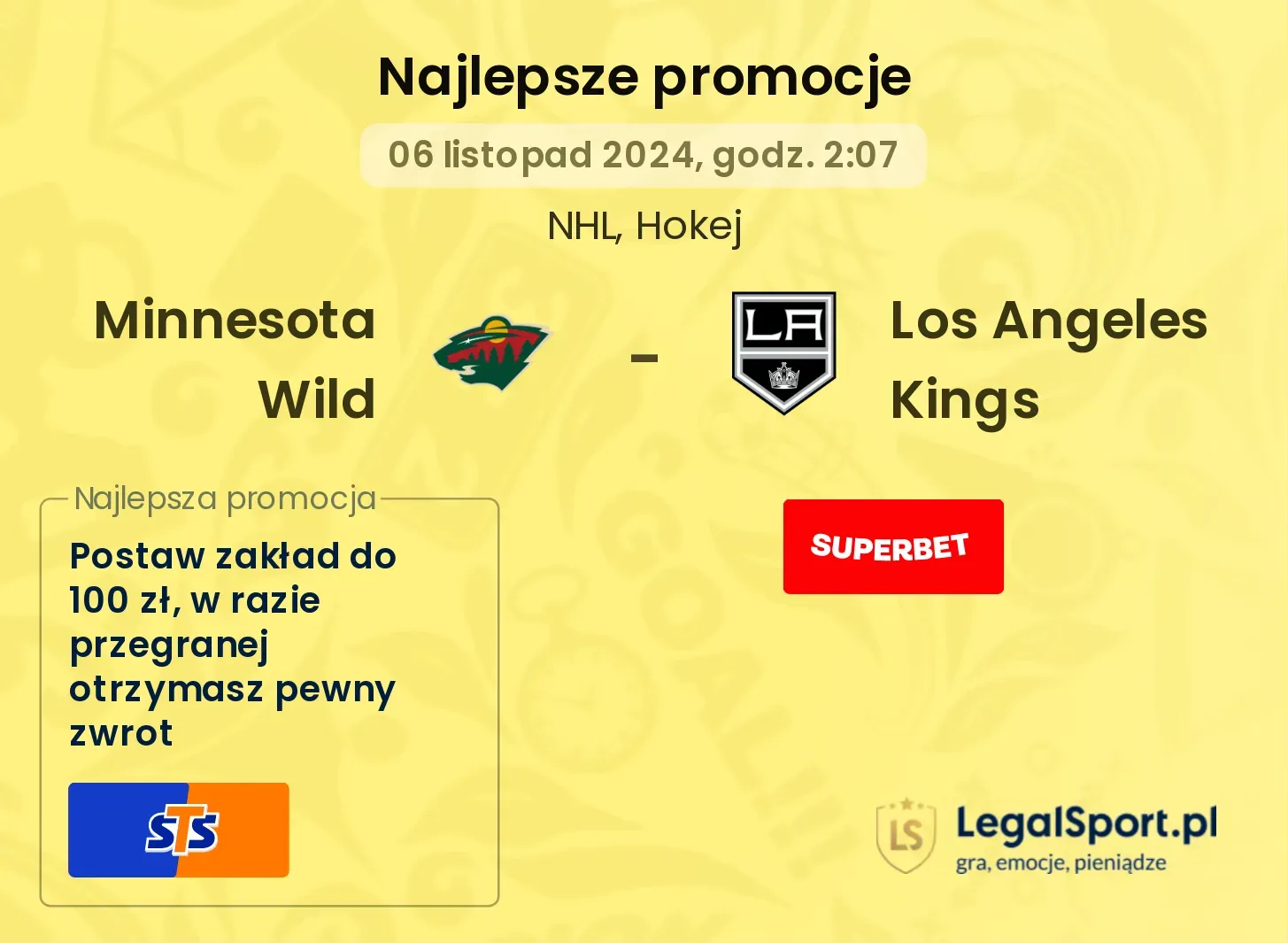 Minnesota Wild - Los Angeles Kings promocje bonusy na mecz