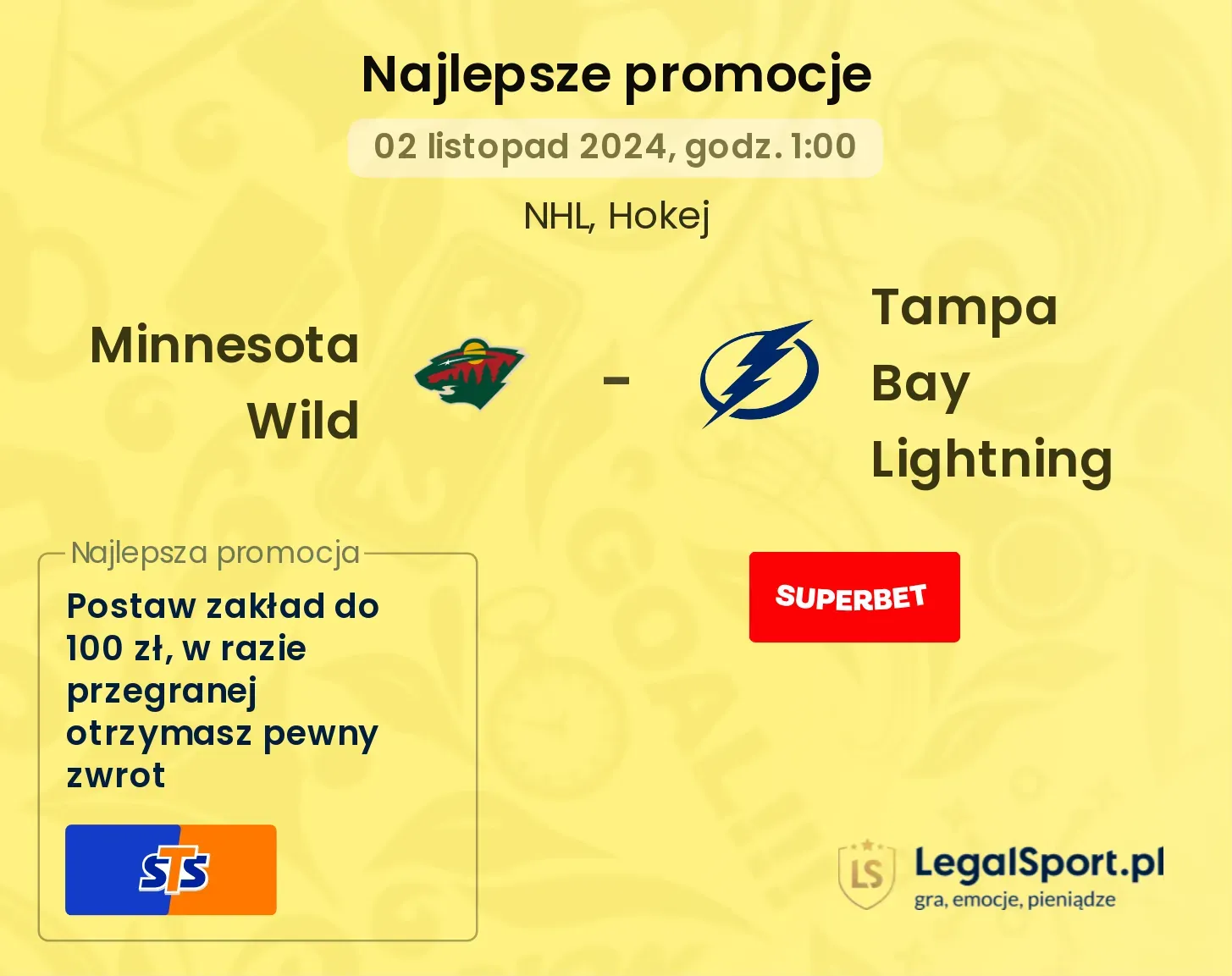 Minnesota Wild - Tampa Bay Lightning promocje bonusy na mecz