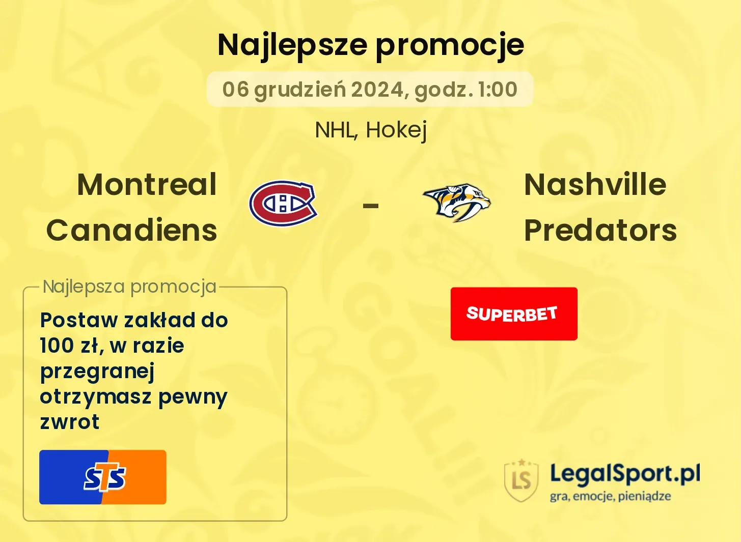 Montreal Canadiens - Nashville Predators promocje bonusy na mecz