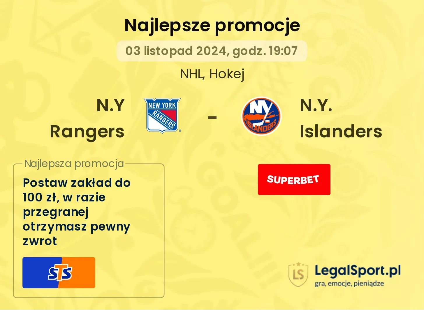 N.Y Rangers - N.Y. Islanders promocje bonusy na mecz