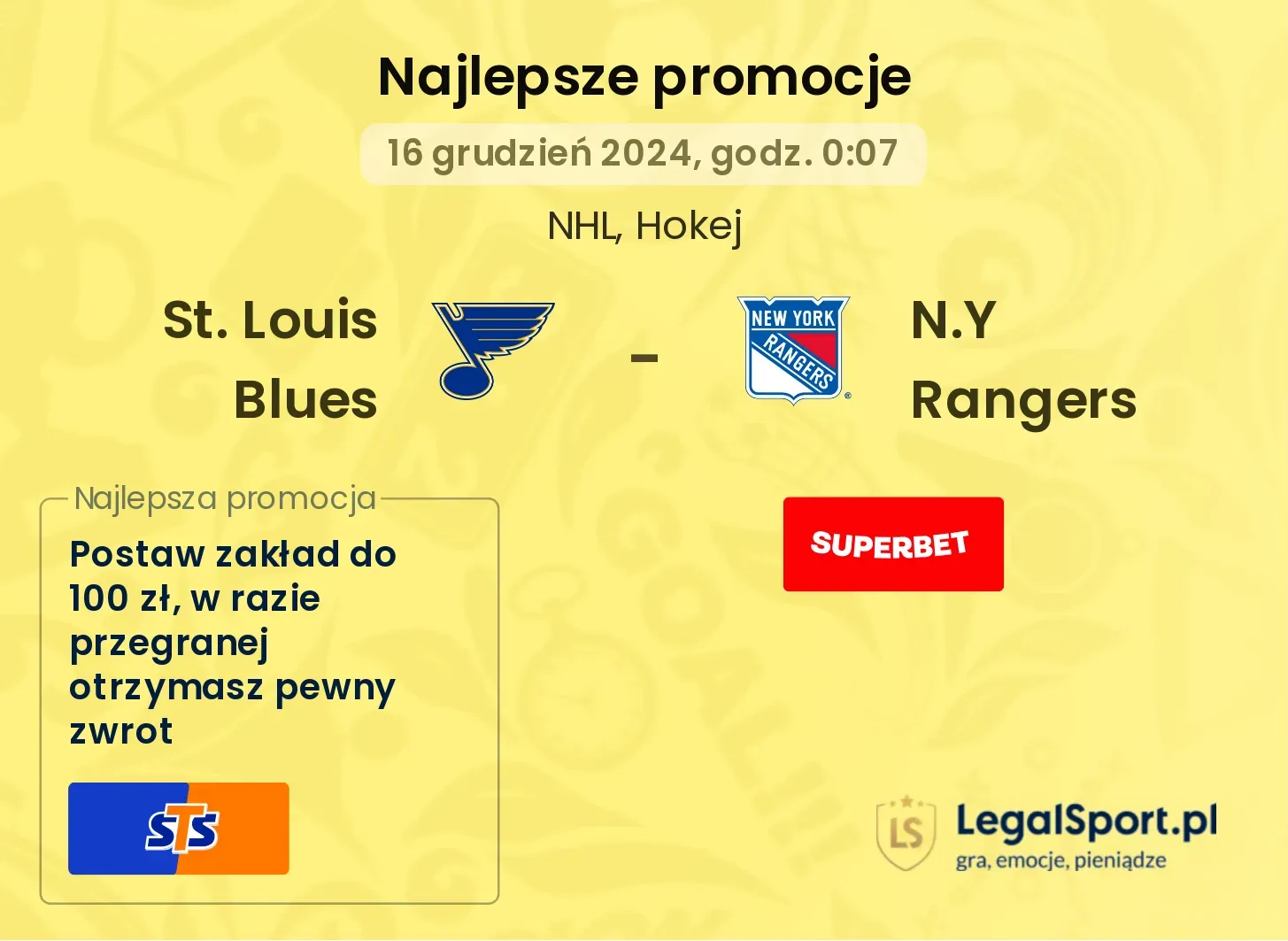 St. Louis Blues - N.Y Rangers promocje bukmacherskie