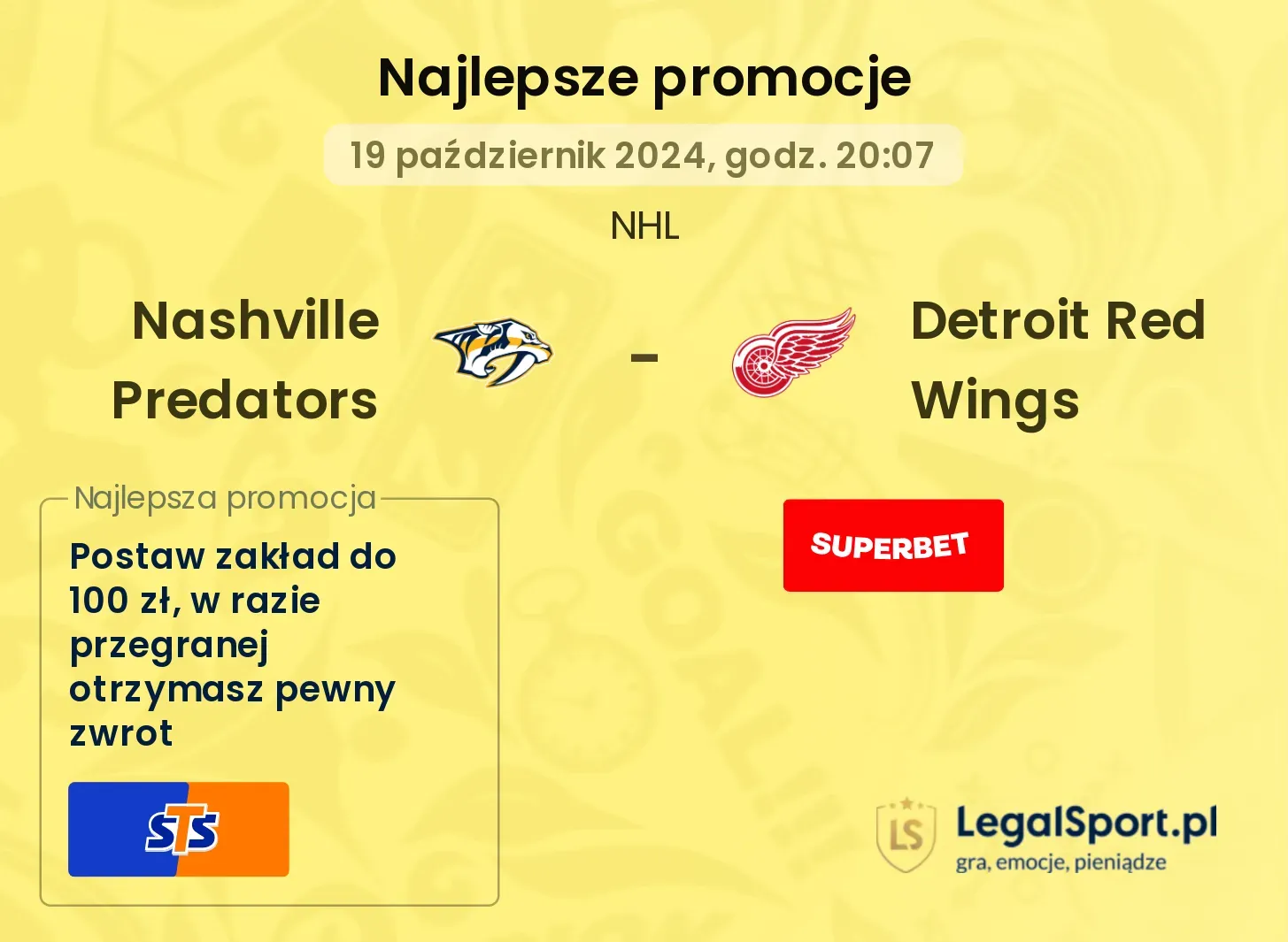 Nashville Predators - Detroit Red Wings promocje bonusy na mecz