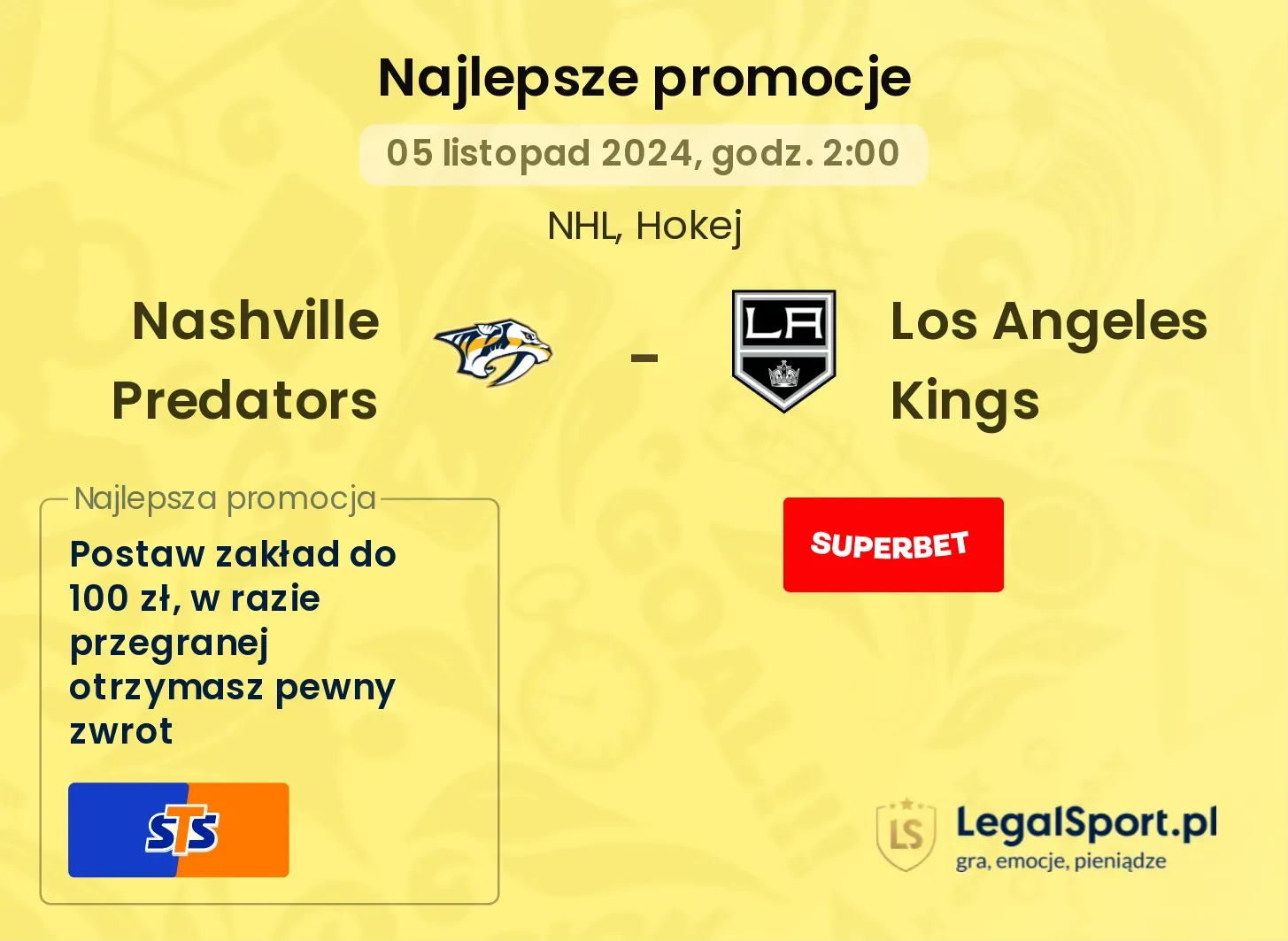 Nashville Predators - Los Angeles Kings promocje bonusy na mecz