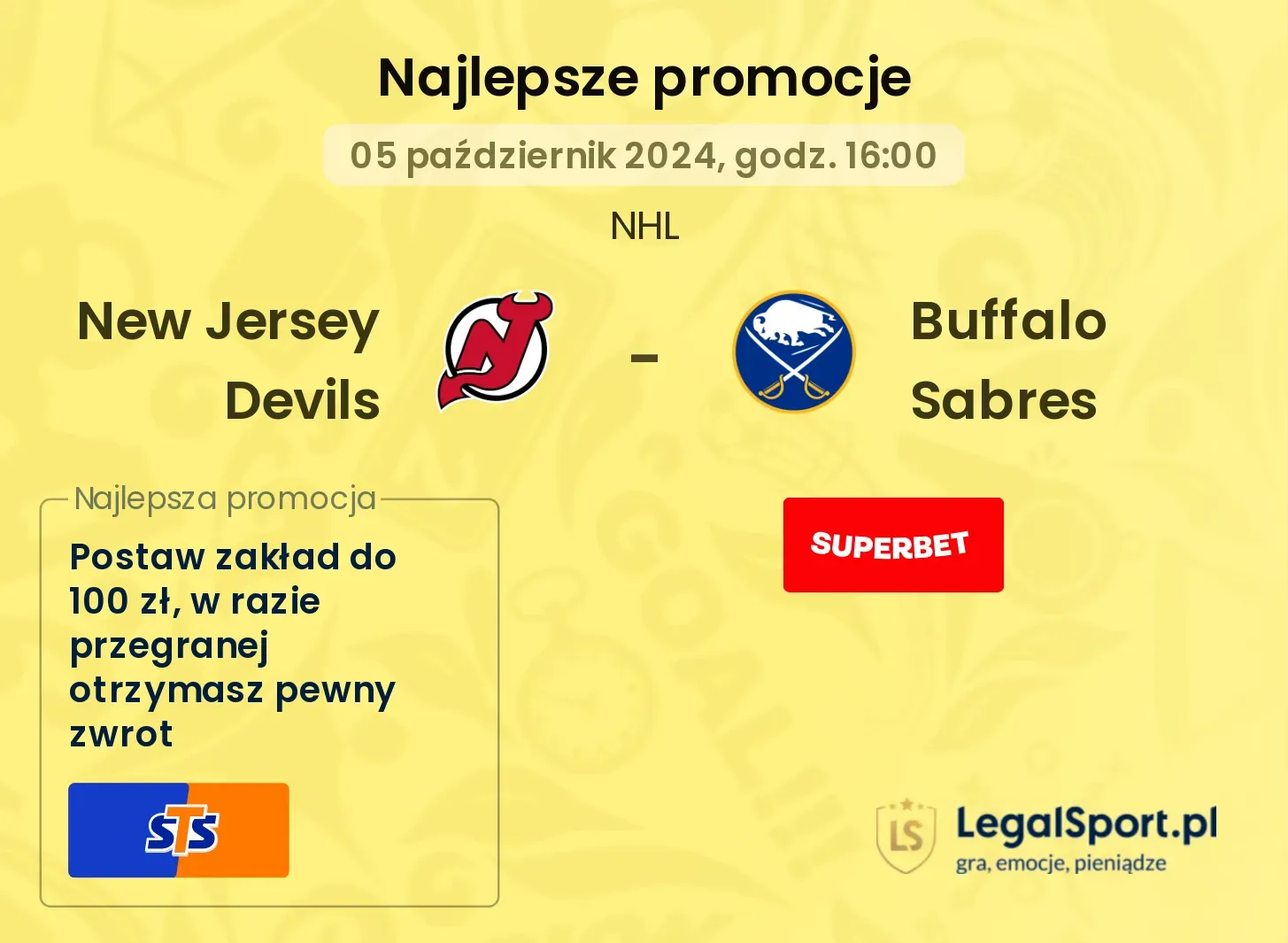 New Jersey Devils - Buffalo Sabres promocje bonusy na mecz