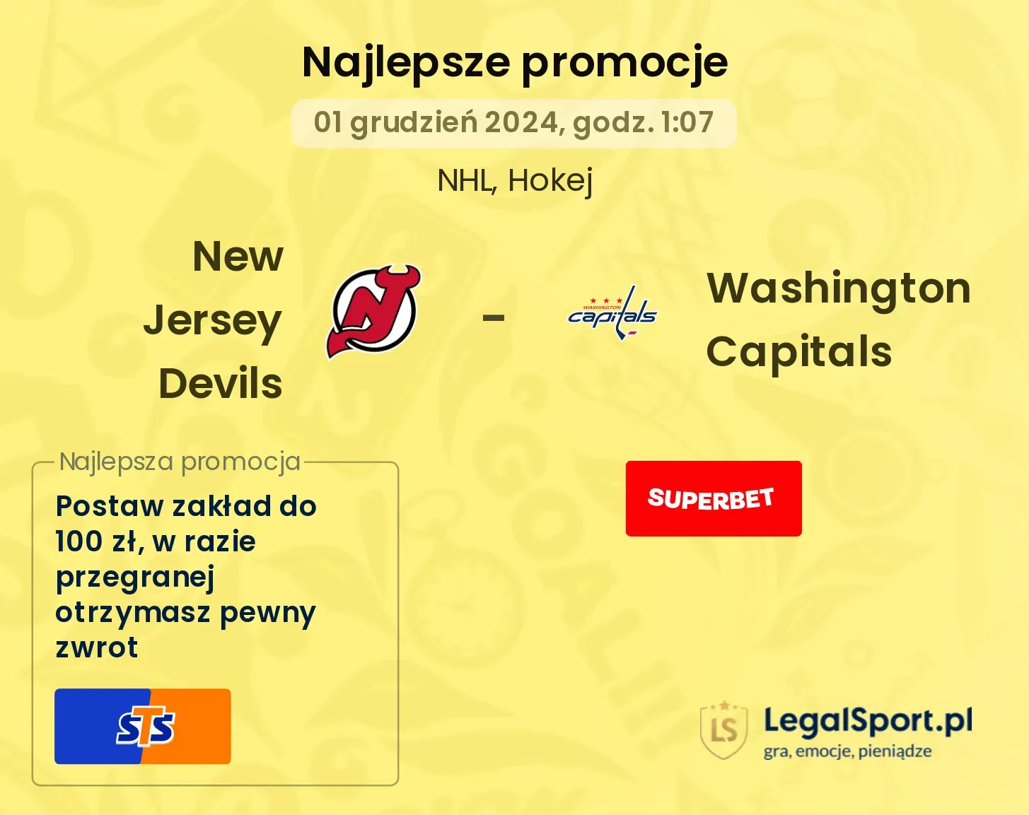 New Jersey Devils - Washington Capitals promocje bonusy na mecz