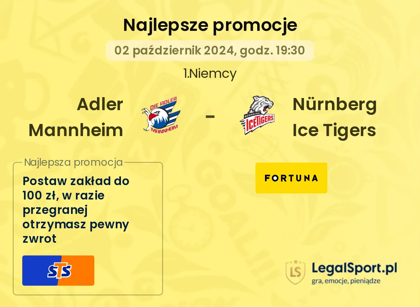 Adler Mannheim -  Nürnberg Ice Tigers promocje bonusy na mecz