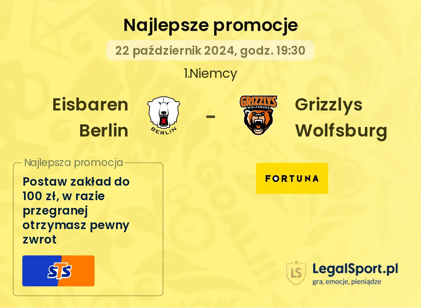  Eisbaren Berlin -  Grizzlys Wolfsburg promocje bonusy na mecz