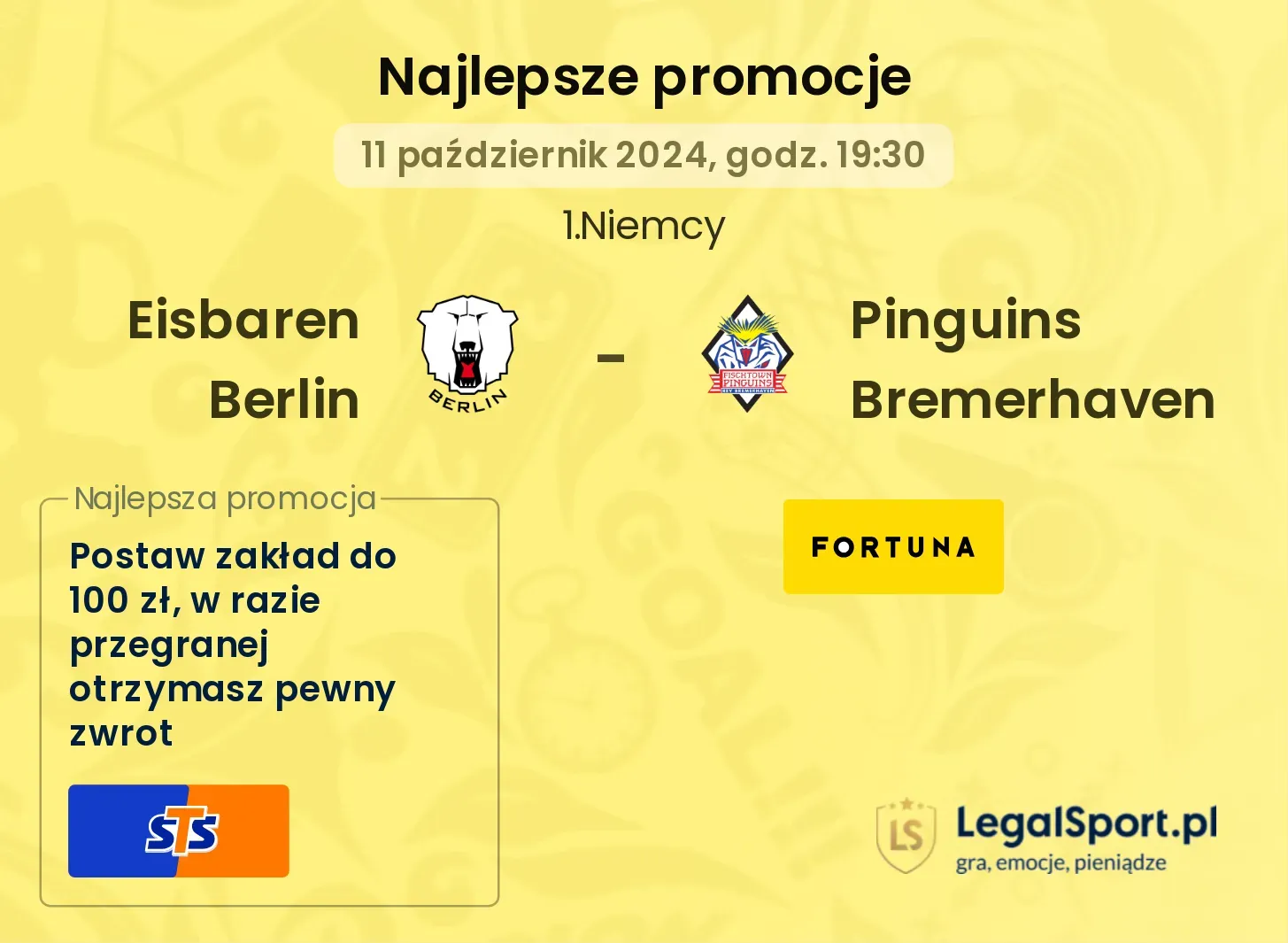  Eisbaren Berlin - Pinguins Bremerhaven promocje bonusy na mecz