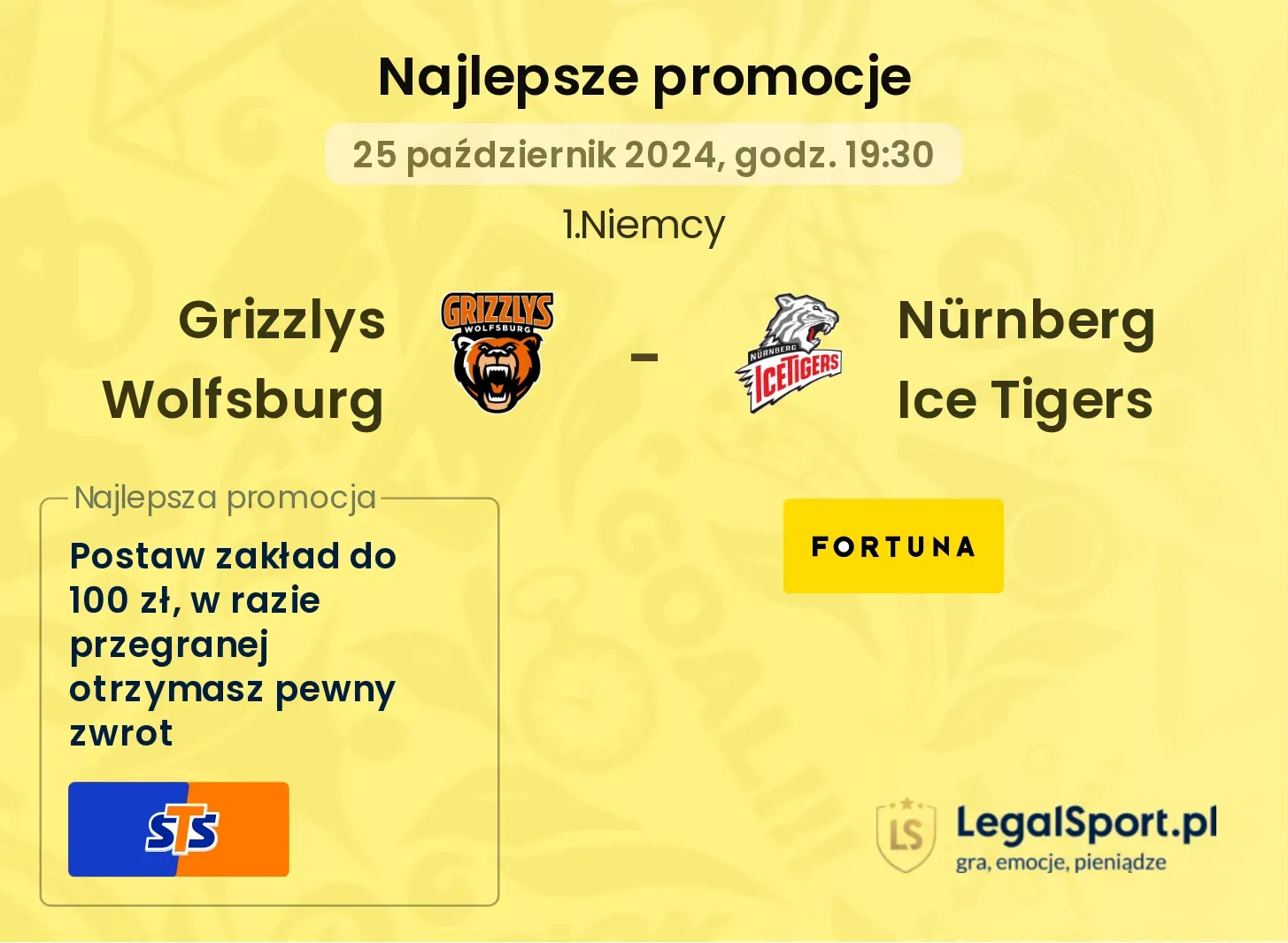  Grizzlys Wolfsburg -  Nürnberg Ice Tigers promocje bonusy na mecz