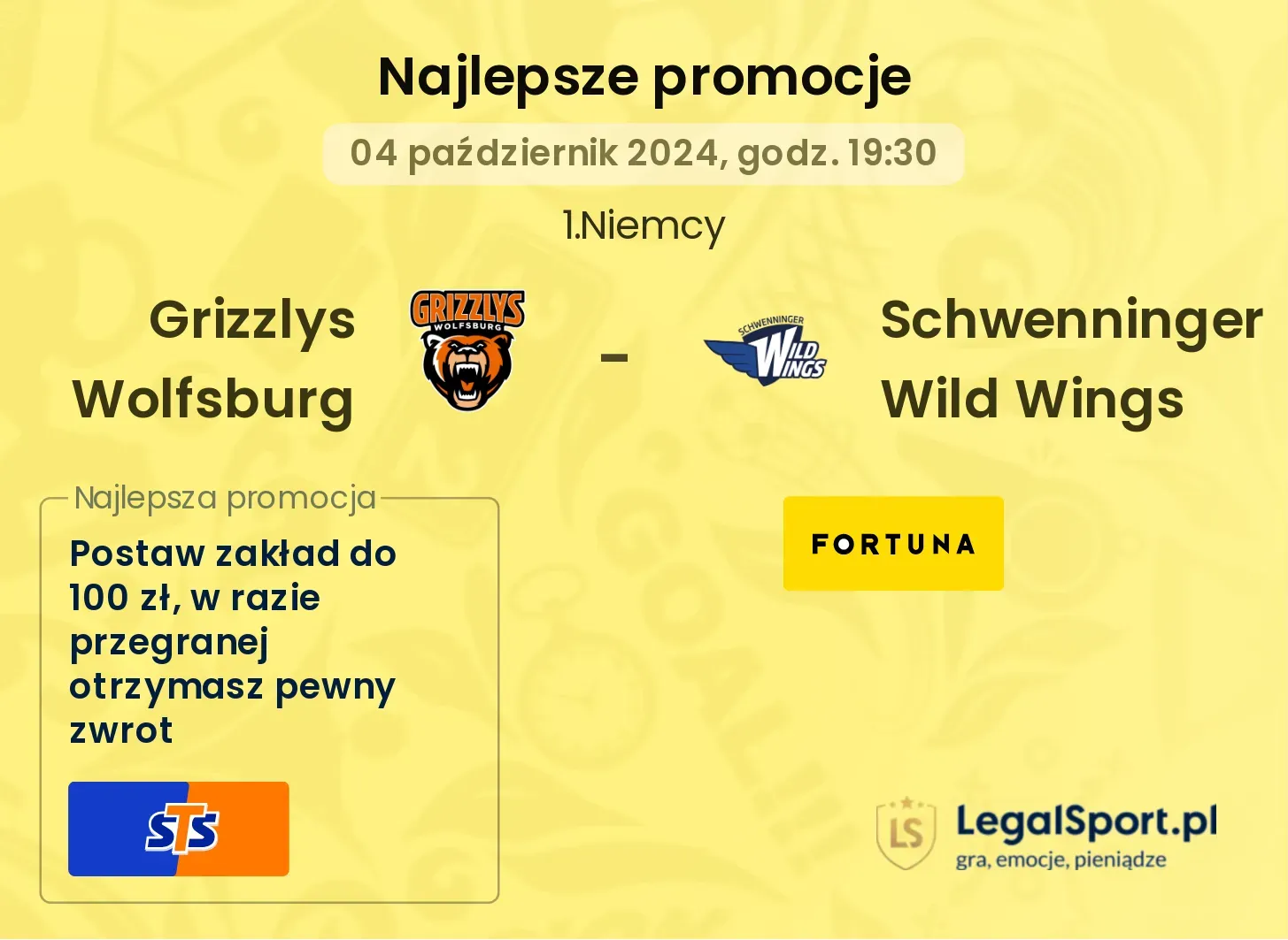  Grizzlys Wolfsburg - Schwenninger Wild Wings promocje bonusy na mecz