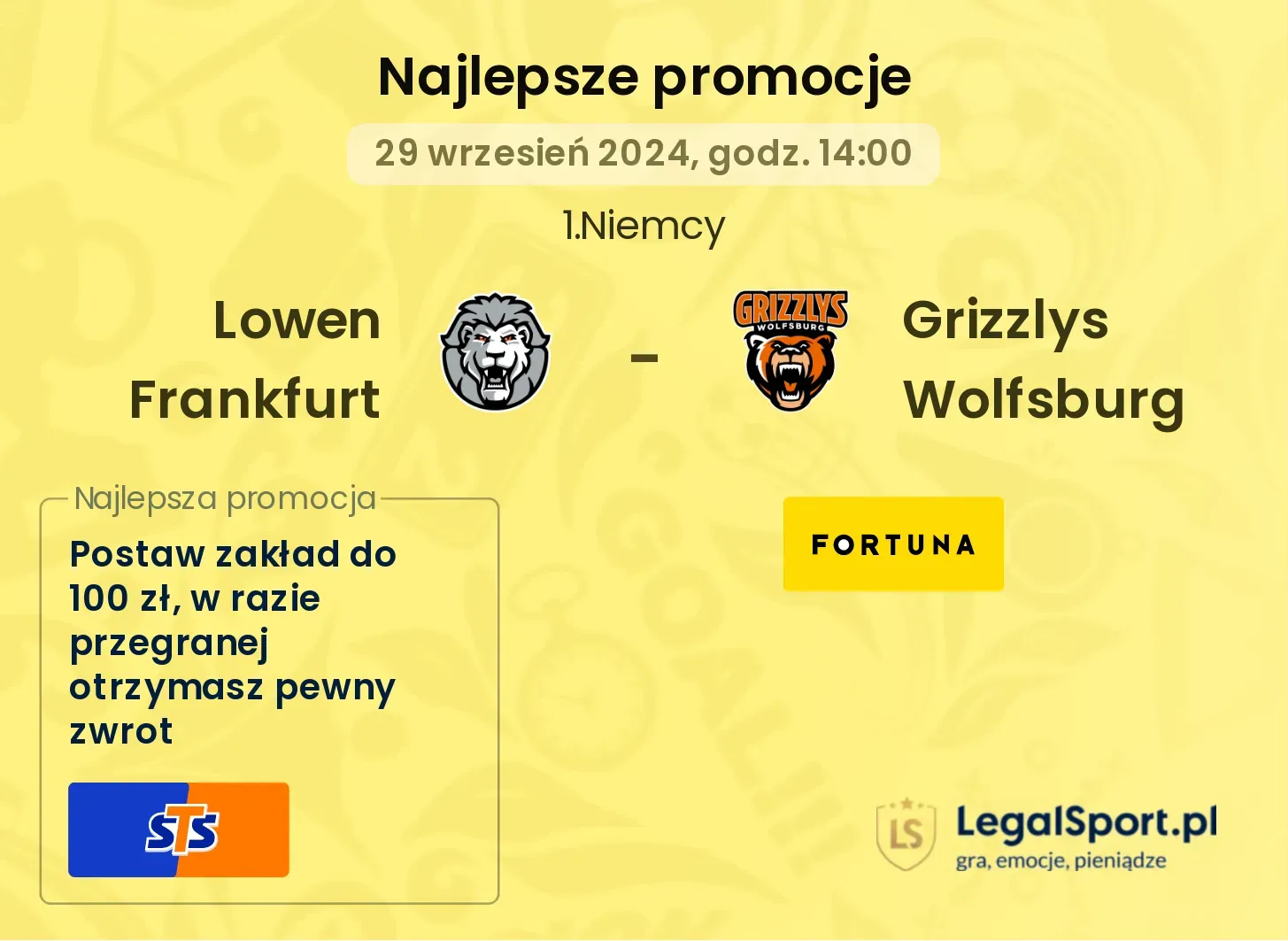  Lowen Frankfurt -  Grizzlys Wolfsburg promocje bonusy na mecz