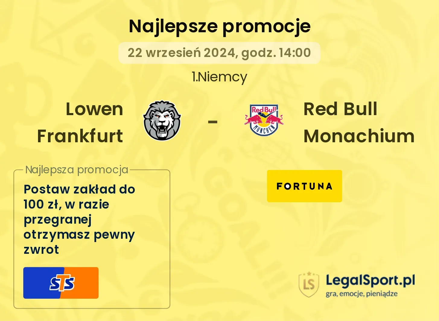  Lowen Frankfurt - Red Bull Monachium promocje bonusy na mecz