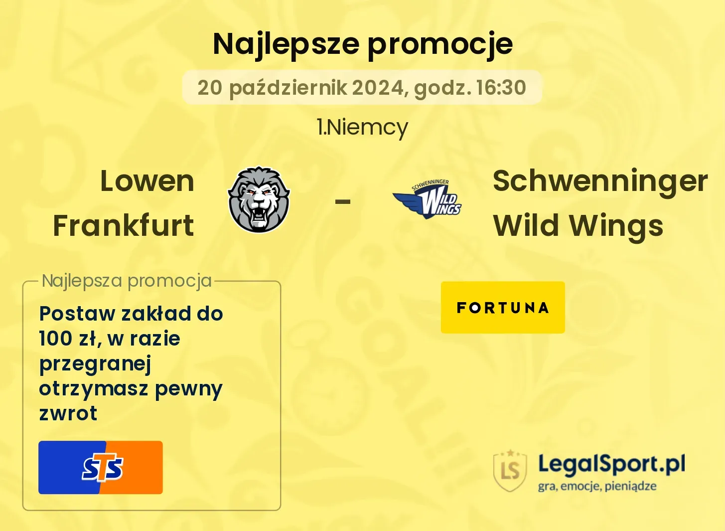  Lowen Frankfurt - Schwenninger Wild Wings promocje bonusy na mecz