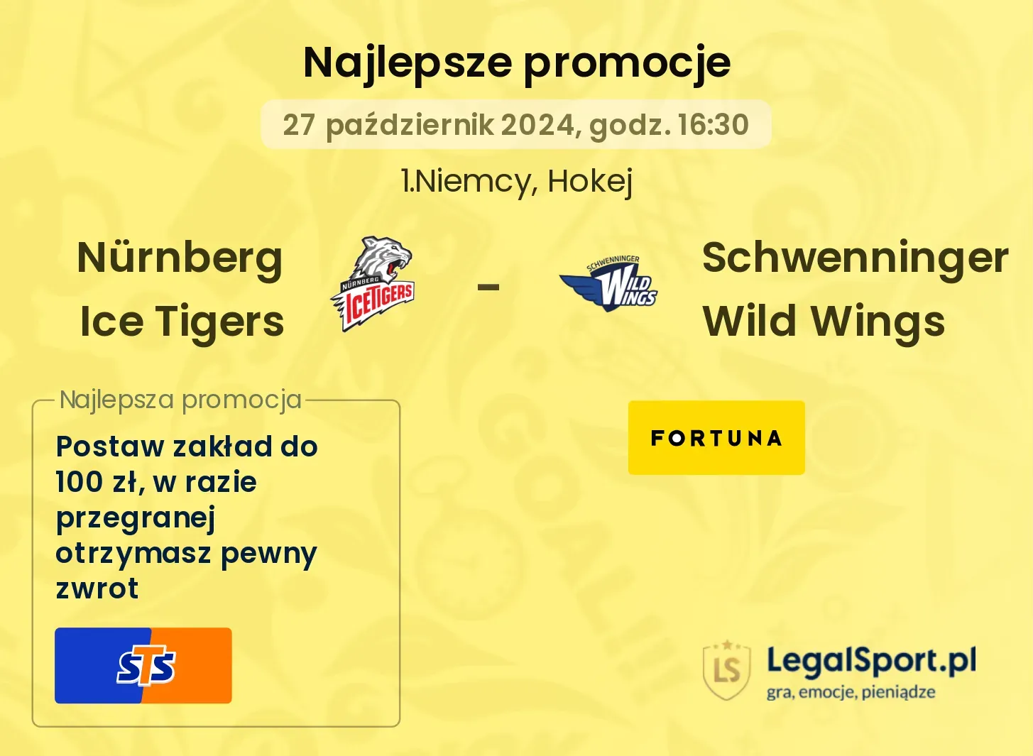  Nürnberg Ice Tigers - Schwenninger Wild Wings promocje bonusy na mecz