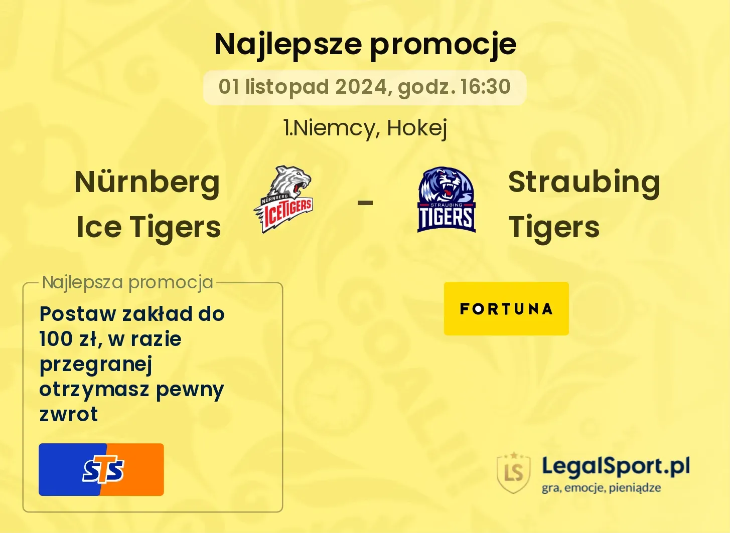  Nürnberg Ice Tigers -  Straubing Tigers promocje bonusy na mecz