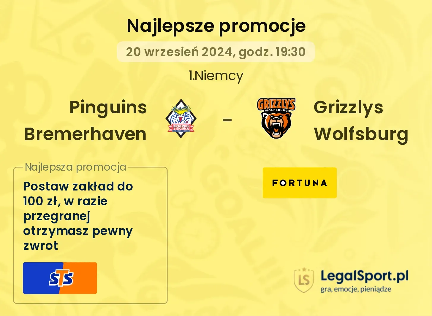 Pinguins Bremerhaven -  Grizzlys Wolfsburg promocje bonusy na mecz