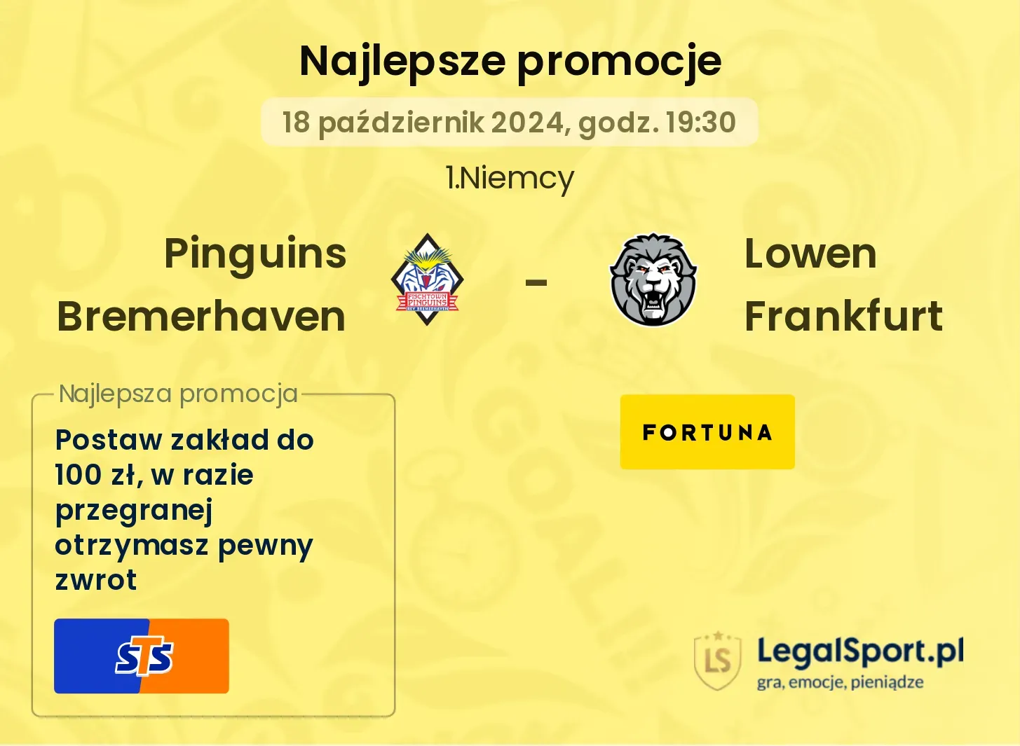 Pinguins Bremerhaven -  Lowen Frankfurt promocje bonusy na mecz