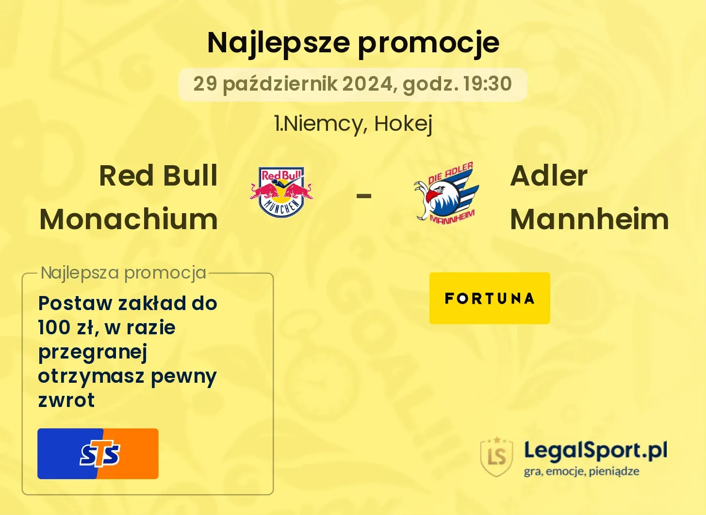 Red Bull Monachium - Adler Mannheim promocje bonusy na mecz