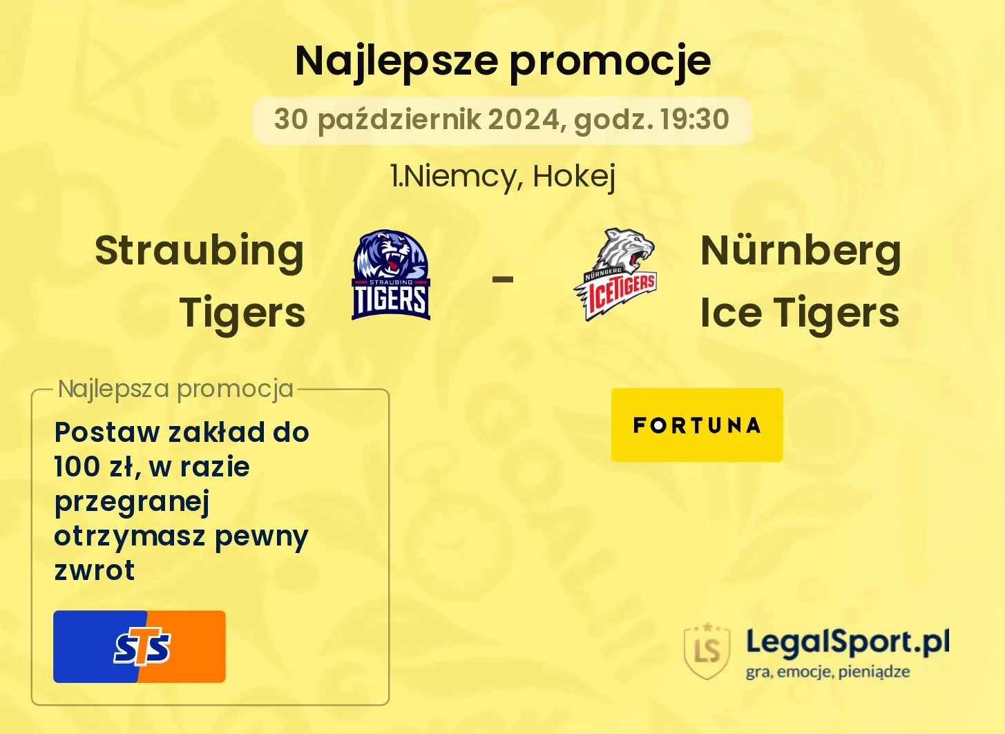  Straubing Tigers -  Nürnberg Ice Tigers promocje bonusy na mecz