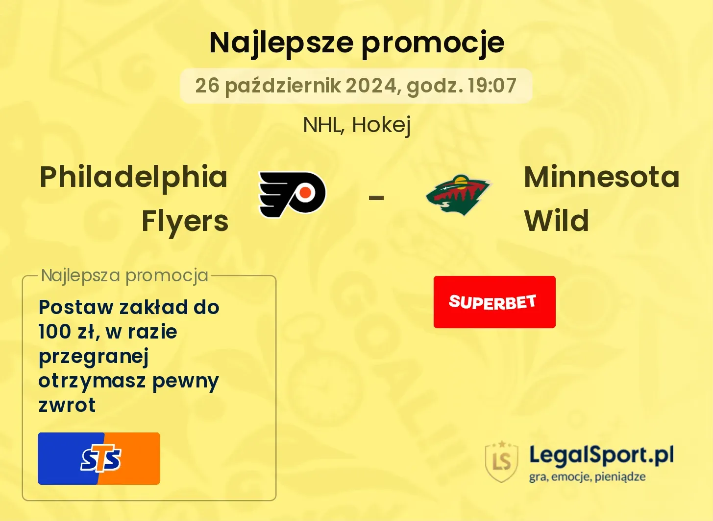 Philadelphia Flyers - Minnesota Wild promocje bonusy na mecz