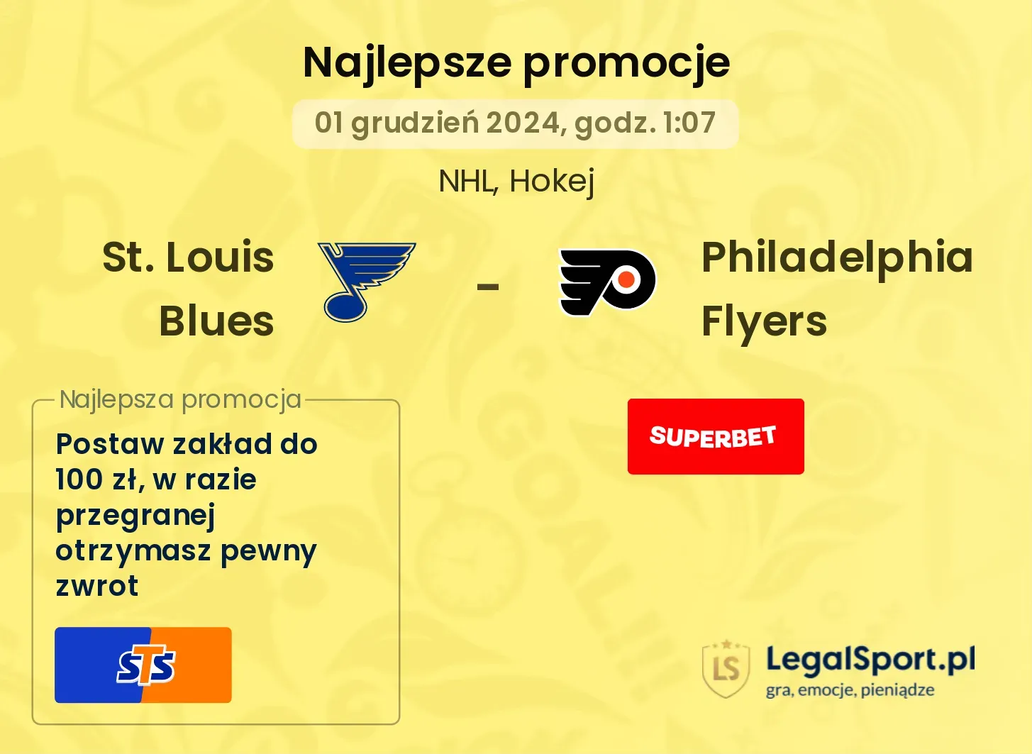 Philadelphia Flyers - St. Louis Blues promocje bonusy na mecz