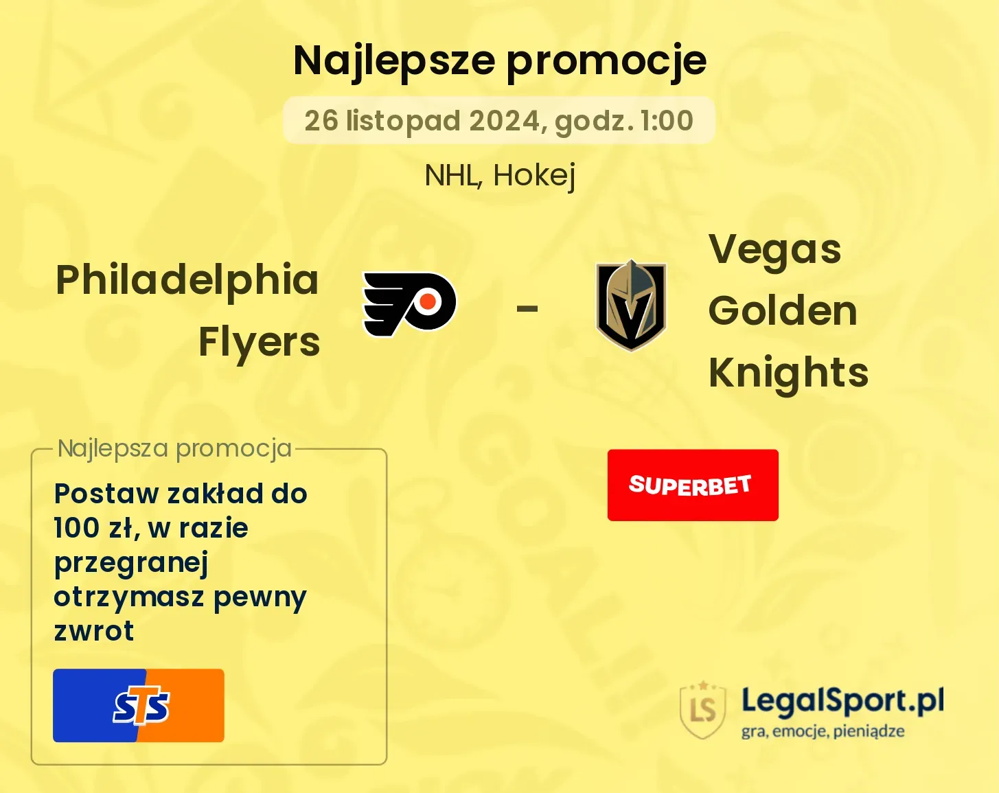 Philadelphia Flyers - Vegas Golden Knights promocje bonusy na mecz