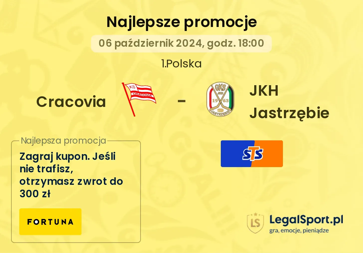 Cracovia - JKH Jastrzębie promocje bonusy na mecz