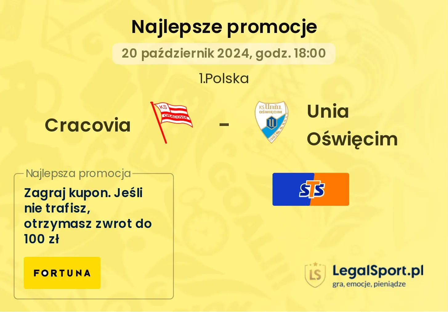 Cracovia - Unia Oświęcim promocje bonusy na mecz