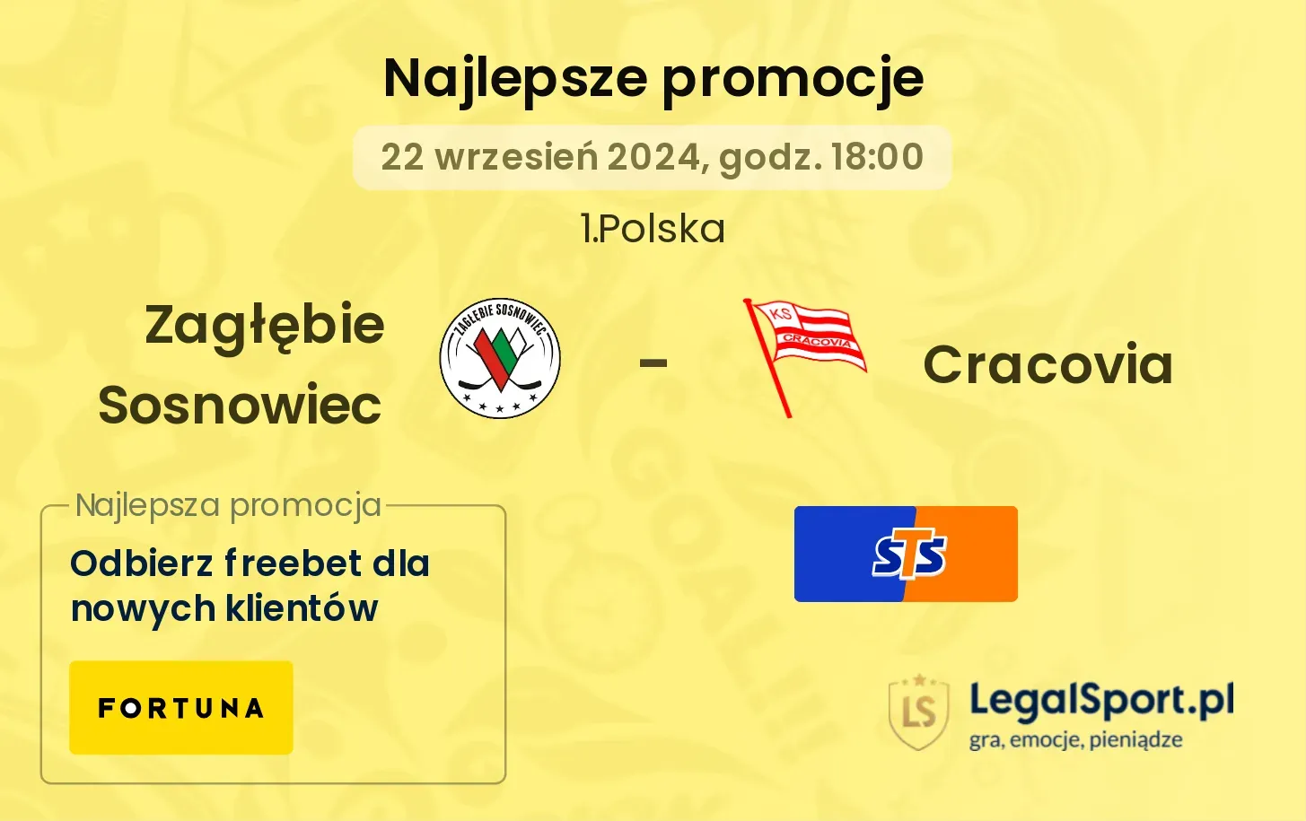 Zagłębie Sosnowiec - Cracovia promocje bonusy na mecz