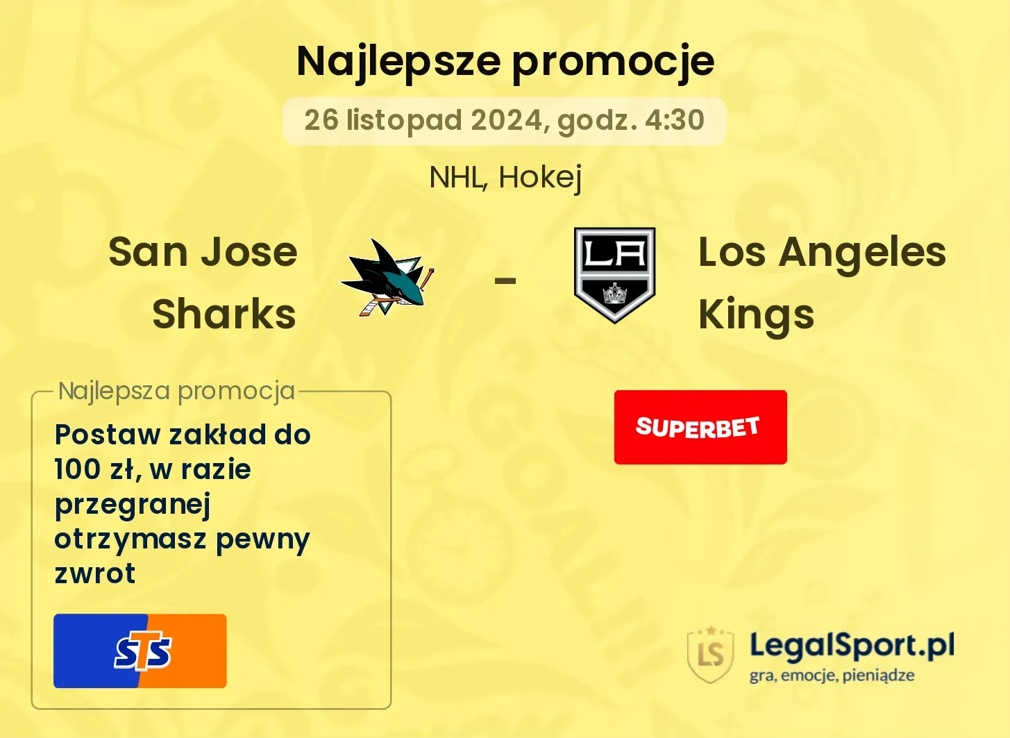 San Jose Sharks - Los Angeles Kings promocje bonusy na mecz