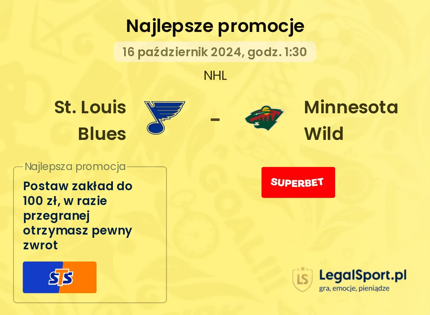 St. Louis Blues - Minnesota Wild promocje bonusy na mecz