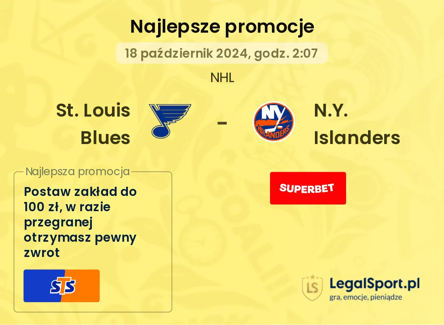 St. Louis Blues - N.Y. Islanders promocje bonusy na mecz