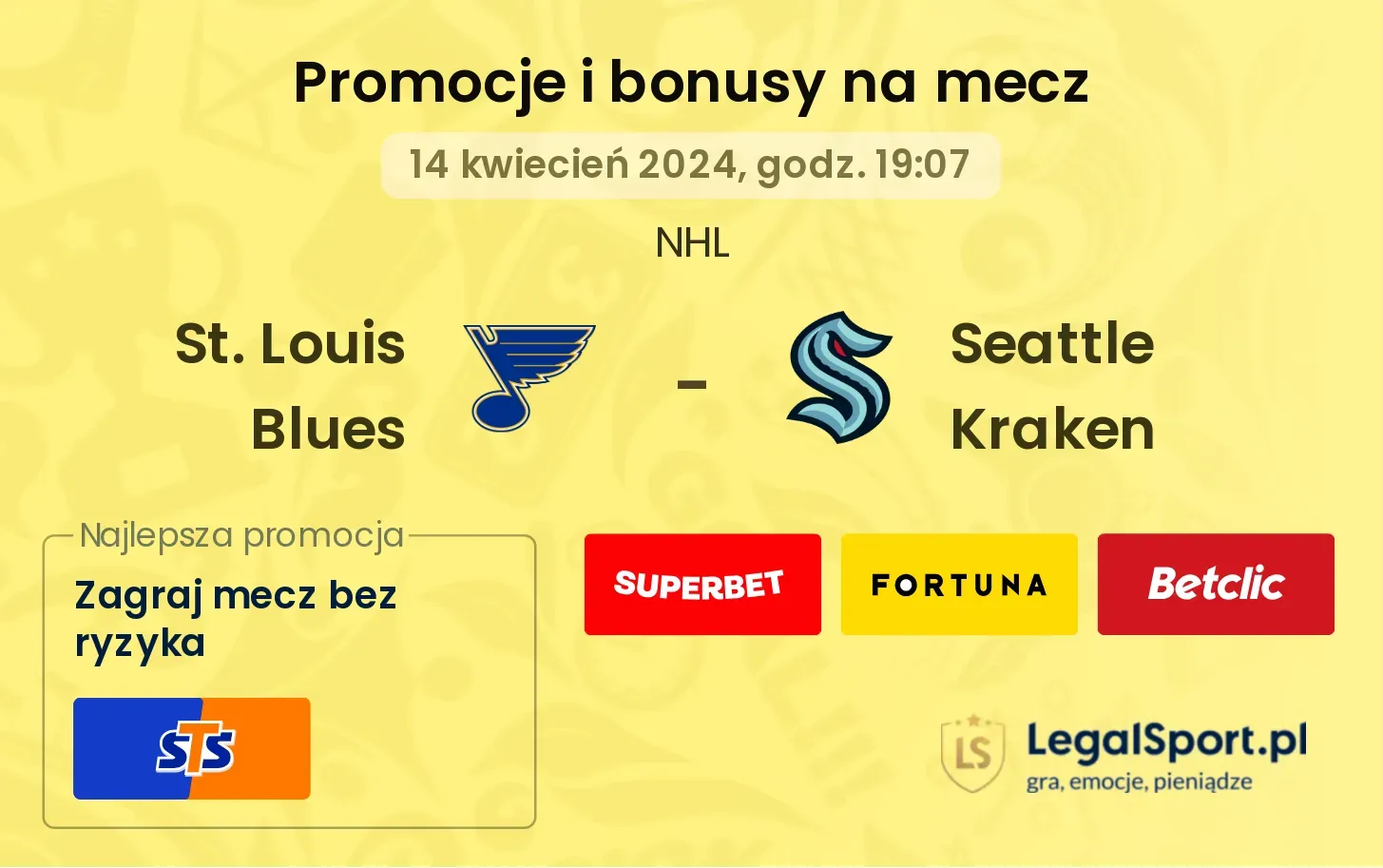 St. Louis Blues - Seattle Kraken promocje bonusy na mecz