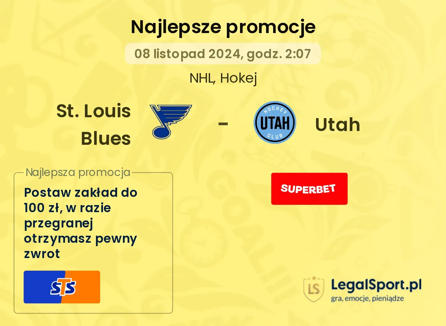 St. Louis Blues - Utah promocje bonusy na mecz