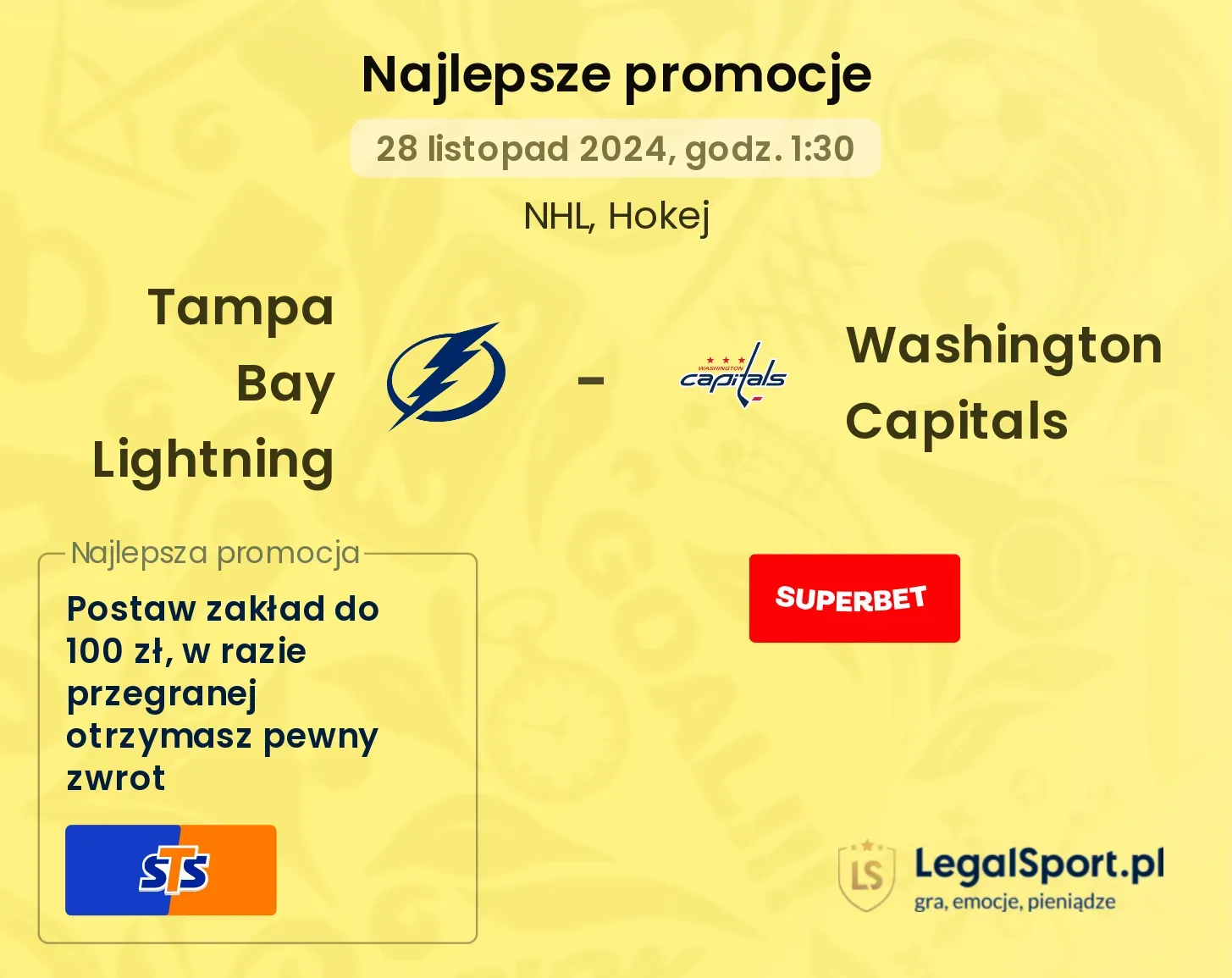 Tampa Bay Lightning - Washington Capitals promocje bonusy na mecz