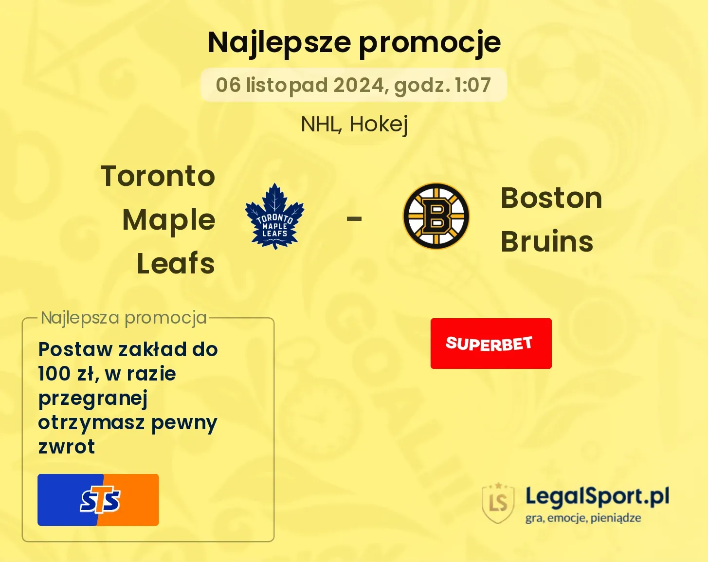 Toronto Maple Leafs - Boston Bruins promocje bonusy na mecz